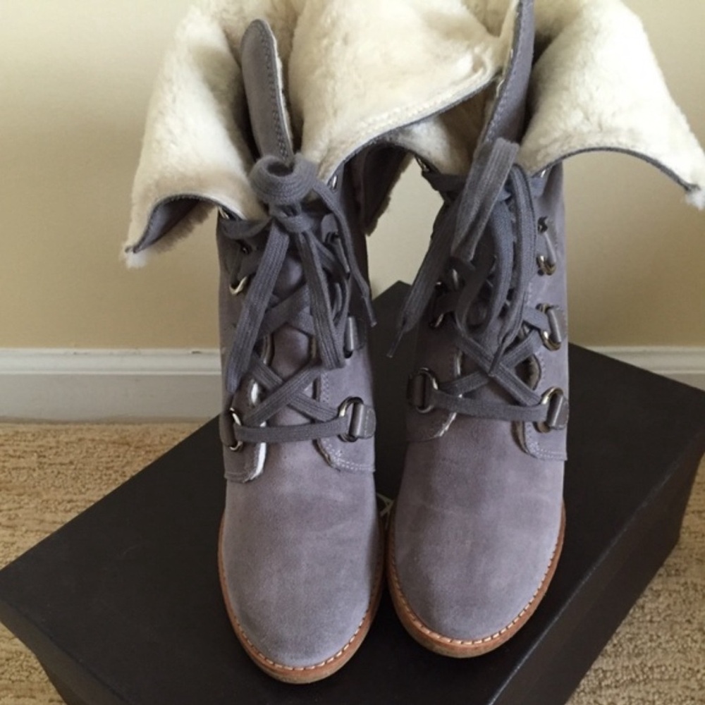 Cole Haan waterproof gray wedge boots - Picture 2 of 4